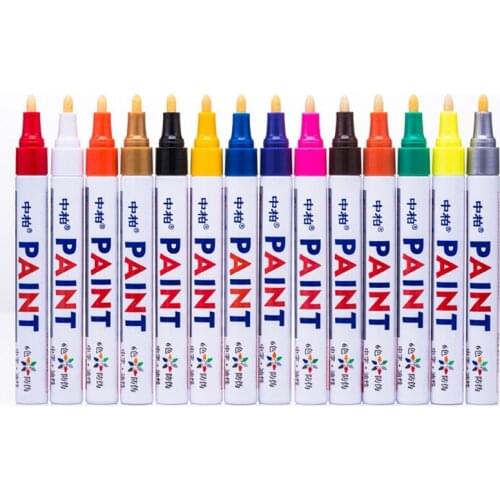 Sipa 12 Colors Paint Marker Pen Car Styling Permanent Paint Markers Fix Tool DIY Oily Graffiti Pen(Random Color)