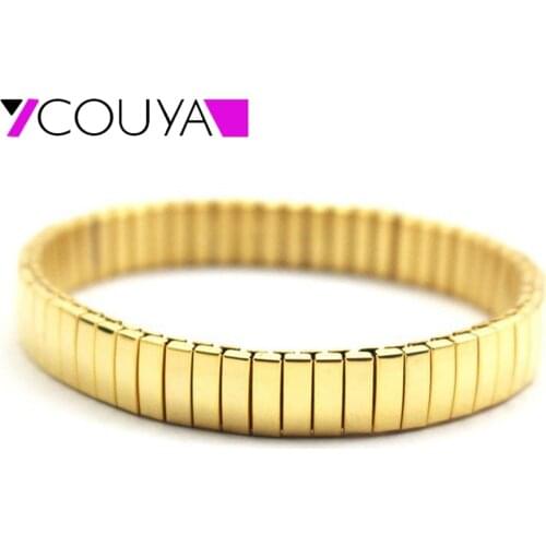 2017 Fashion 316L stainless steel gold color stretch bracelets for men and women jewelry High quality Free shipping
