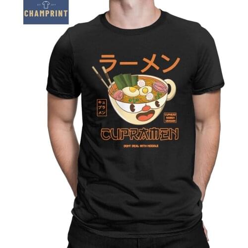 Cupramen Cuphead T-Shirt Men Retro Cartoon Creative 100% Cotton Tee Shirt O Neck Short Sleeve T Shirts Plus Size Clothes