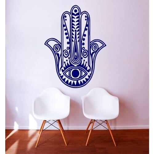 Hamsa Hand Pattern Wall Stickers Yoga Room Decal Meditation Wall Decor Fatima Hand Wall Art Vinyl Stickers Murals S-505