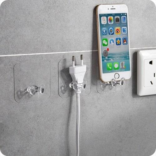 2pc Wall Storage Hook Power Plug Socket Holder Wall Adhesive Hanger Home Office Socket Holder Hanger Adhesive Wall Storage Hook