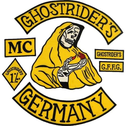 GHOSTRIDERS GERMANY BACKING Embroidered punk biker Patches Clothes Stickers Apparel Accessories Badge 7 PCS/LOT