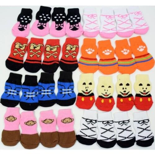 AHUAPET Socks For Dogs Pet Winter Christmas Dog Socks New Pattern Cotton Non-slip Bottom Chihuahua Socks Rubber Soled Shoes E