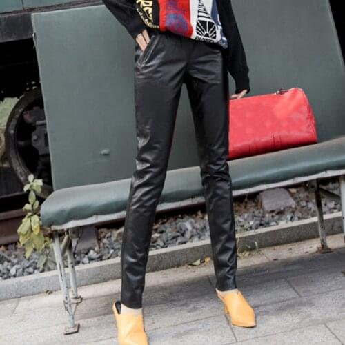 New Plus Size S-4XL Women Sexy Real Leather Slim Office Lady Trousers Quality Cowhide High Waist Full Length Pencil Pants