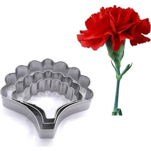 Wholesale 10 Sets(3 pcs/set) Carnation Petals Cutter Sets Stainless Steel Cookie Fondant Cake Decorating Tools
