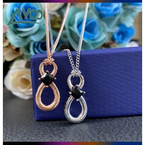 Fashion Jewelry SWA High Quality Charm Rose Gold 8 Character Pendant Necklace Female Couple Eternal Love Double Button Necklace