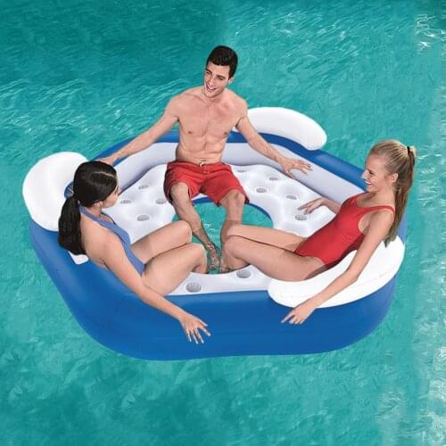 Three People Floating Row Swim Ring Inflatable Swim Float Indoor Outdoor Inflatable Lounge For Men Women Water Fun