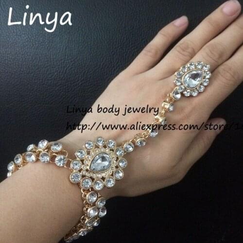 SL-226 Full Crystal Handmade stones hand chain hand jewellery Slave bracelet wedding, party, bridal, prom