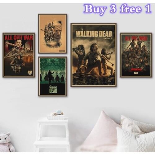 The Walking Dead Series 8 Kraft Paper Posters Vintage Bar Cafe Home Decorative Painting Wall Sticker