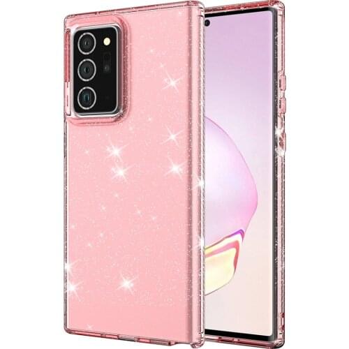 Crystal Transparent Phone Case For Samsung Galaxy Note 20 Ultra Note20 Note 20+ Glitter Protective Cover Shockproof Smart Case