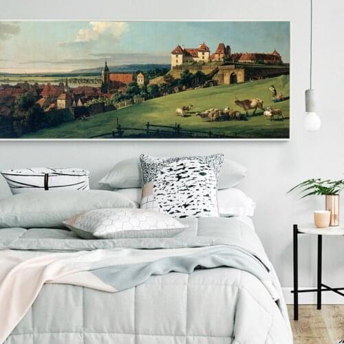 Retro Oil Painting Suburban Landscape Banners Canvas Art Painting Print Poster Picture Wall Living Room Bedside Home Decoration