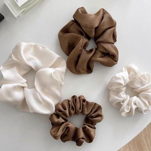 1 Pc Silk Scrunchie Solid Color Hair bands Elastic Ponytail Holder Hair Rope Soft Headband Women Luxury Hair Accessories