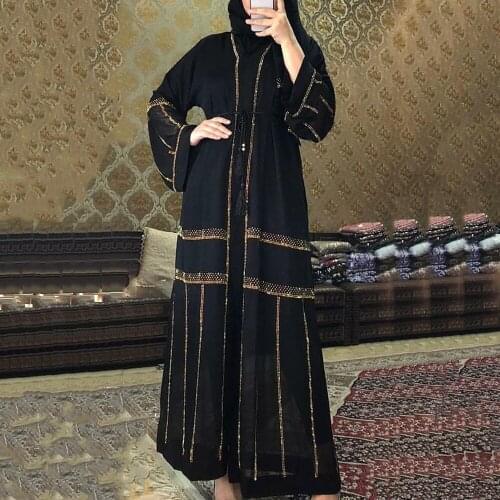 Richkeda Store New 2021 Black Abaya Dubai Turkey Muslim Hijab Dress 2021 Caftan Marocain Arabe Islamic Clothing Kimono Femme