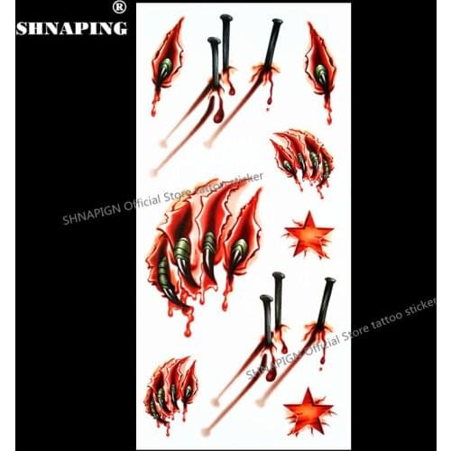 SHNAPIGN Soldier Wound Scar 3d Temporary Tattoo Body Art Flash Tattoo Sticker 19*9cm Waterproof Styling Tatoo Home Decor Sticker