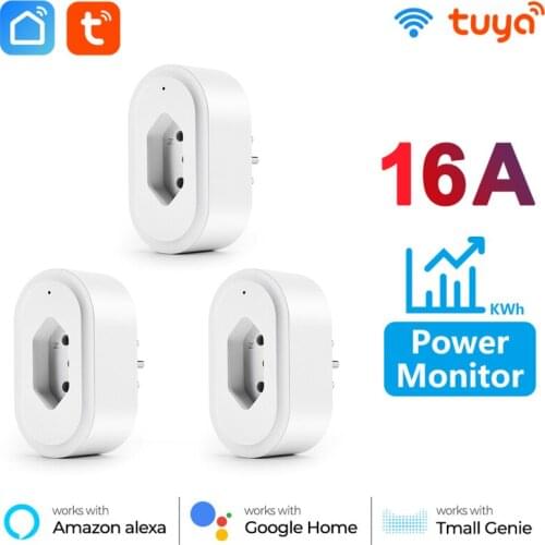 WiFi Smart Plug 16A BR Socket Tuya Smart Life APP Work With Alexa Google Home Assistant Voice Control Power Monitor Timing