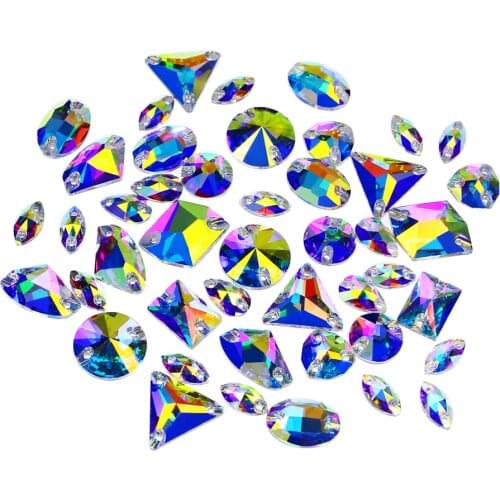 Mixed Shapes size AB Color Glass Crystal sew on rhinestones Charming Sewing Diamond Diy wedding dress for Garment Decoration