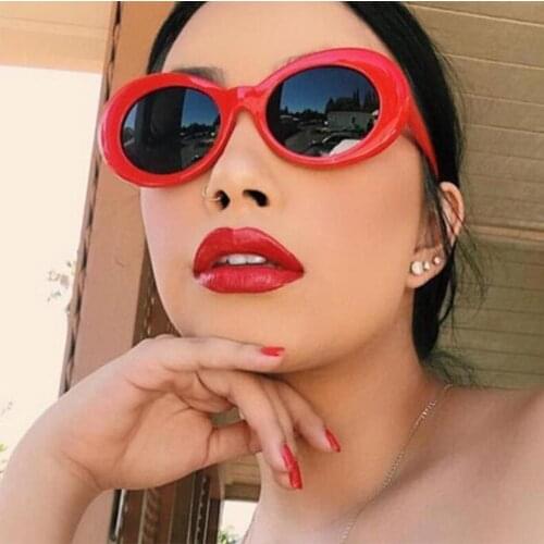 Vintage Oval Sunglasses Women Fashion Goggle Kurt Cobain Sunglass Luxury Brand Outdoor Goggles Male Female Black White UV400