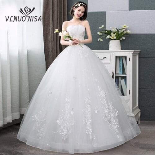 VLNUO NISA Elegant Retro Strapless Wedding Dress Sleeveless Backless Plus Size Custom Made Cheap Bridal Gown Vestidos De Noiva