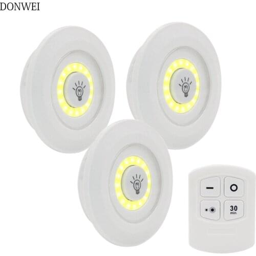 3Pcs Remote LED Tap Light Wall lights Support Dimming Night Light for Wardrobe Cabinet Kitchen Bathroom Hallway Staircase