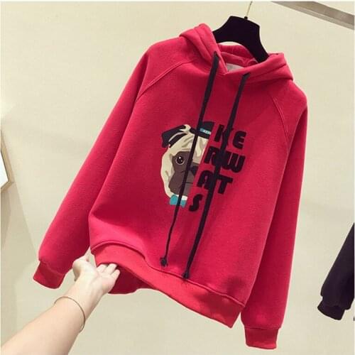 Girls' Hoodies Sweatshirts Kids Underwear 2021 Red Plus Velvet Thicken Warm Winter Autumn Cotton Tops Fleece Childrens Clothing