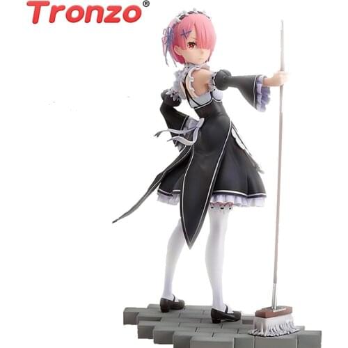 Tronzo Anime Re:Life in a Different world from Zero Ram Figure PVC Model Toys Re Zero Ram Maid Girls Figurine Dolls Collection