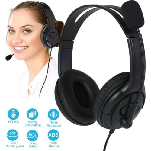 USB Headset With Microphone Noise Cancelling Computer PC Headset Lightweight Wired Headphones For Mac PC Laptop School