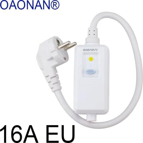 EU Standard plug 10A/16A Water heater leakage protector air conditioner anti-leakage switch wiring type corded plug white