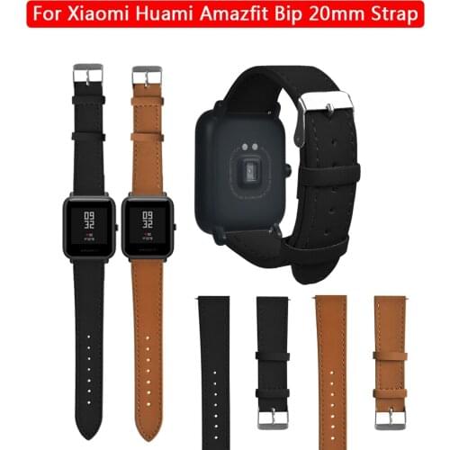 20mm Vintage frosted leather Strap for Xiaomi Huami Amazfit Bip Lite Youth Wrist strap Watch Bracelet for Amazfit Bip Watchband