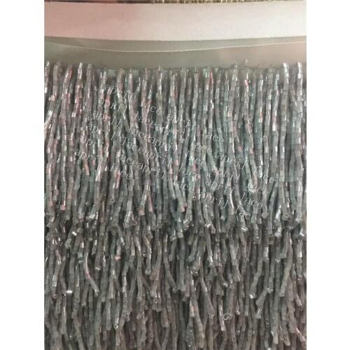 Yy105 # 10 yards /bag grey beads color 6-7 cm width ribbon fringe tassel for bridal gown wedding/dress decoration