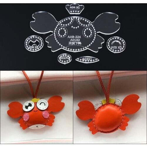 1Set DIY Leathercraft Acrylic Leather Small crab cartoon keychain Pendant Pattern Stencil Template