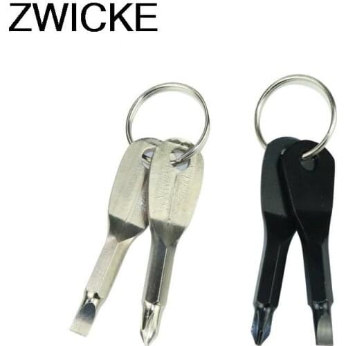 1 Set Stainless Steel Mini EDC Multifunction Screwdriver Key Shape Slotted Screwdrivers Keychain Pocket Repair Tool
