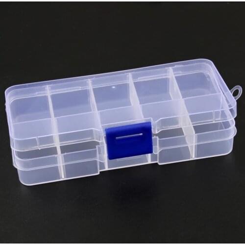 12.7*6.5cm Jewelry Box Plastic Storage Compartment Adjustable Earring Beads Jewellery Container Transparent Rectangle Box Case
