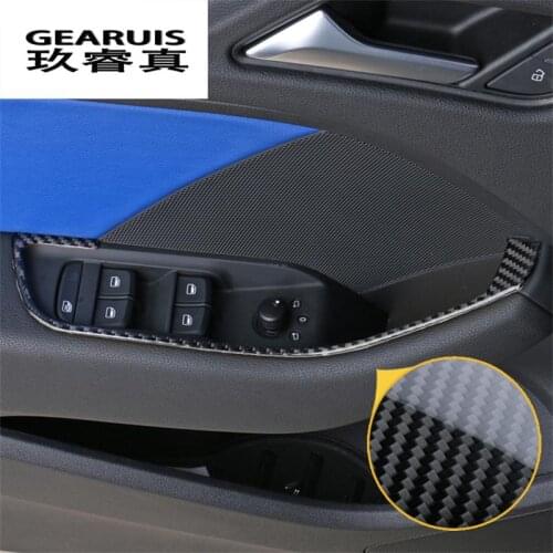 Car styling glass Lift switch panel Internal sequin chrome carbon fiber for Audi A3 2014-2017 hatchback sedan Auto accessories