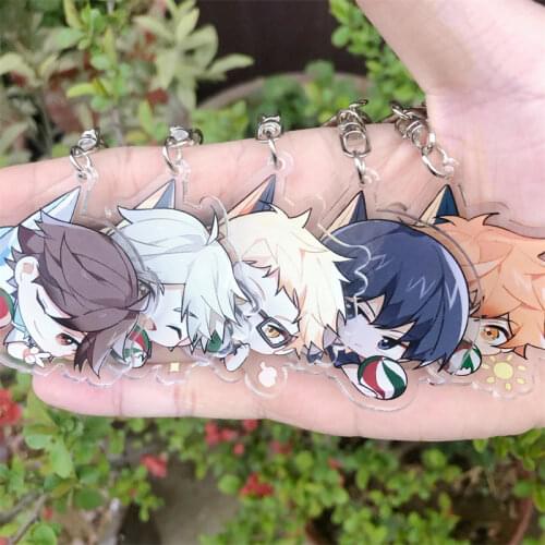 Anime Haikyuu Keychain Badge Sugawara Koushi Yu Nishinoya Cosplay Acrylic Key Chain Pendant Keyring