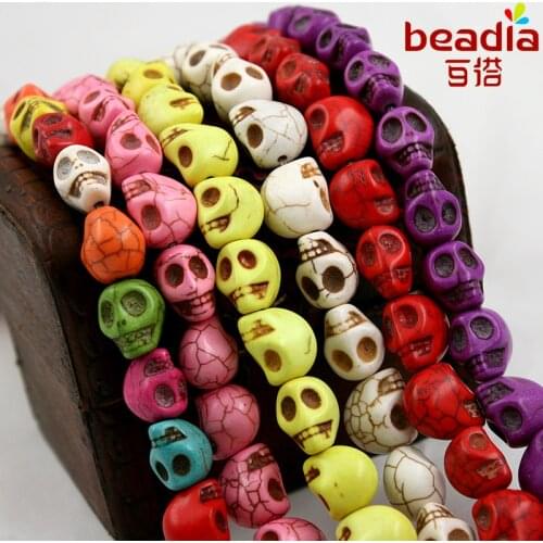 New Arrival 13x10mm Synthetic Dyed Turkey Skeleton Skull Head Stone loose spacer DIY Beads for fashion jewelry making