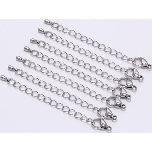 Stainless Steel Tail Chain Extension Chain Extension Chain with Water Drop Lobster Buckle DIY Jewelry Ornament Bracelet