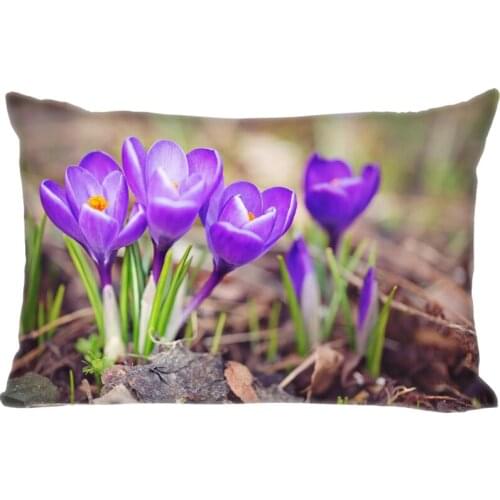 Flower Crocus Pillow Cover Bedroom Home Office Decorative Pillowcase Rectangle Zipper Pillow Cases Satin Fabric A12.21