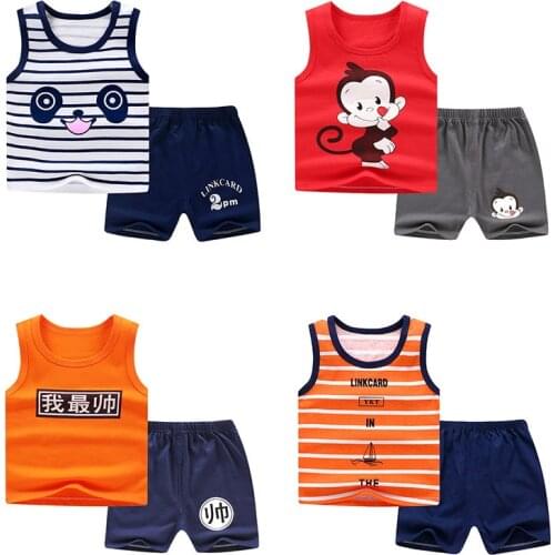 Baby Sleeveless suit cotton girls boys summer clothes toddler sets children Cotton T-shirt Shorts cheap stuff dinosaur outfits