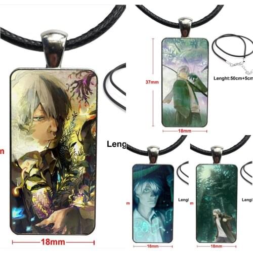 For Women Men Party Mushishi Design Fashion Vintage Glass Women Rectangle Necklace Pendants