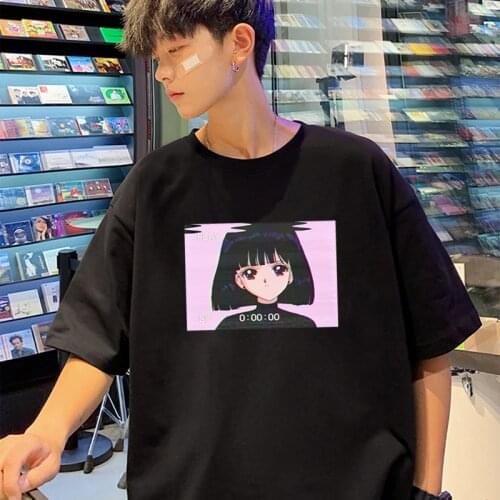 Hip hop Retro Japanese Anime Vaporwave Mens T-Shirt Unisex Sad Girl Manga Graphic Tshirt Harajuku Streetwear T Shirt Mens