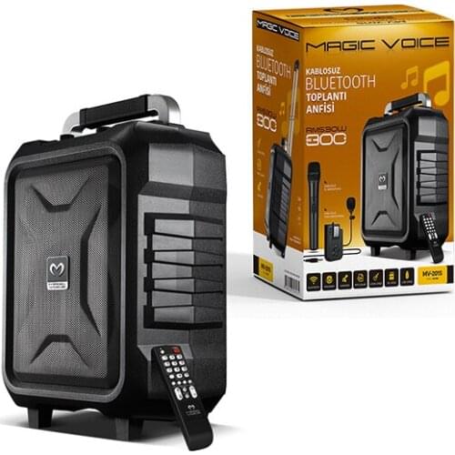 MAGICVOICE MV-2015 VHF HANDHELD + COLLAR MİKROFONLU USB * SD * BT/PORTABLE PORTABLE ANFİ