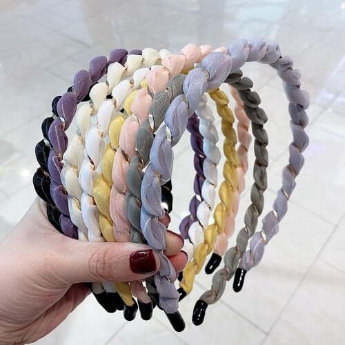 Fashion Cloth Twist Thin Side Headbands Elegant Hair Accessories Women Braided Mesh Headwear Face Washing Tools