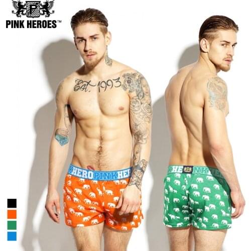Pink Hero Brand Fashion Printing Shorts Men Cotton Cueca Boxers Men Boxer Short long boxers bermudas masculina de marca
