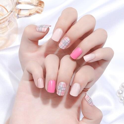 Printed Nail Patch Glue Type Removable Short Paragraph Fashion Manicure False Nails Sticker for Women SK88