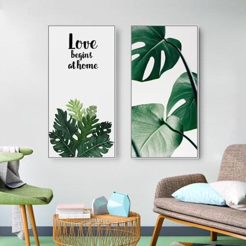 Bird Leaves Wall Art Canvas Painting Green Style Plant Nordic Posters and Prints Decorative Picture Modern Home Decoration