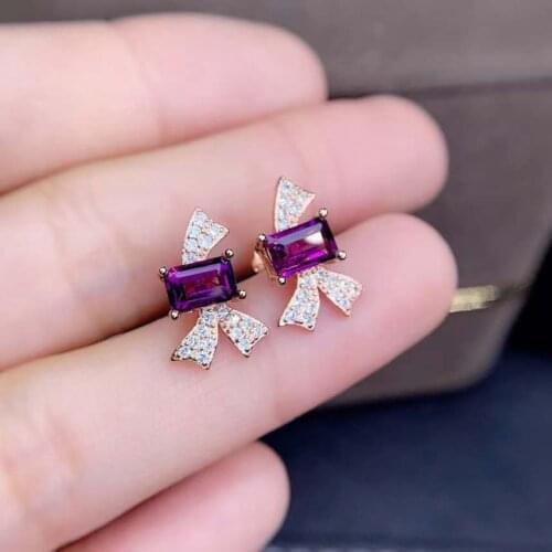 Natural Apatite Garnet Olivine Square Gem Earrings S925 Silver Fine Fashion Fresh Charming Jewelry for Women Free Shipping