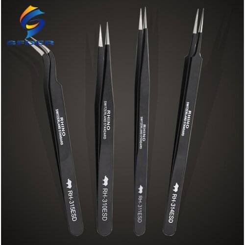 RHINO Brand RH-310 RH-311 RH-314 RH-315 ESD Tweezers Anti-static High-precision Super Hard For Repairing Watch or Mobile