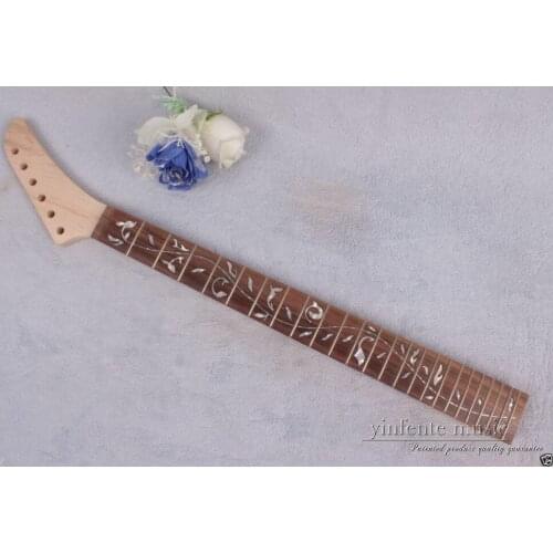 New Electric guitar neck 24 fret 25.5'' maple rose Fretboard nice inlay #909