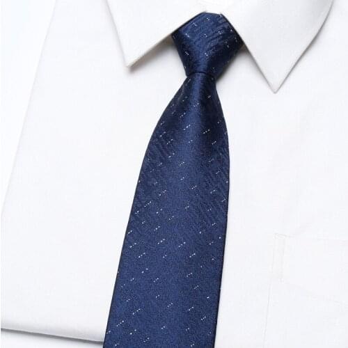 Brand New 7CM Blue Zipper Tie For Men High Quality Wedding Business Suit Luxury Silk Polyester Necktie With Gift Box
