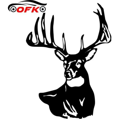 OFK 11.2CM*15.2CM Deer Buck Skull Head Hunting Car Styling Creative Car Sticker Vinyl Decal Black/Silver